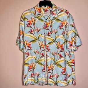 Tommy Bahama Tropical Floral Shirt - Blue and Orange